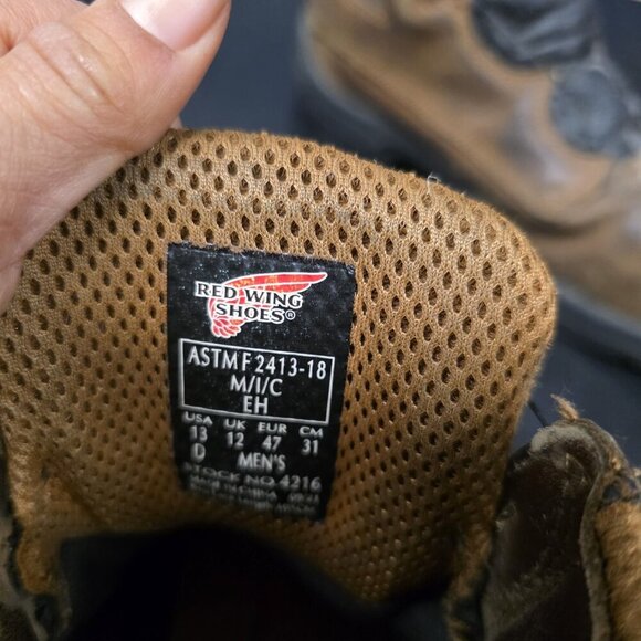 Red Wing 4216 Work Hiking Boots Men’s Size 13 D Waterproof Brown Saftey Toe main image 9